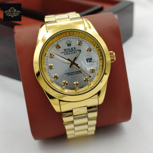 Rolex silver dial with gold casing