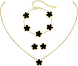 Elegant Black and Gold Vancleef Design Jewelry Set
