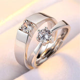 Premium Couple Rings – Elegant Silver Finish with Sparkling Stone