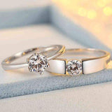 Premium Couple Rings – Elegant Silver Finish with Sparkling Stone